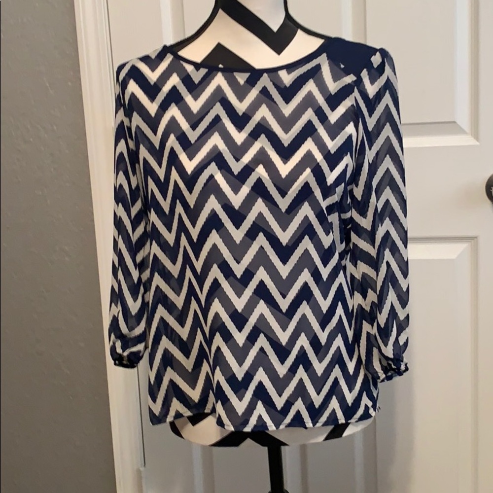 Blue and white chevron blouse